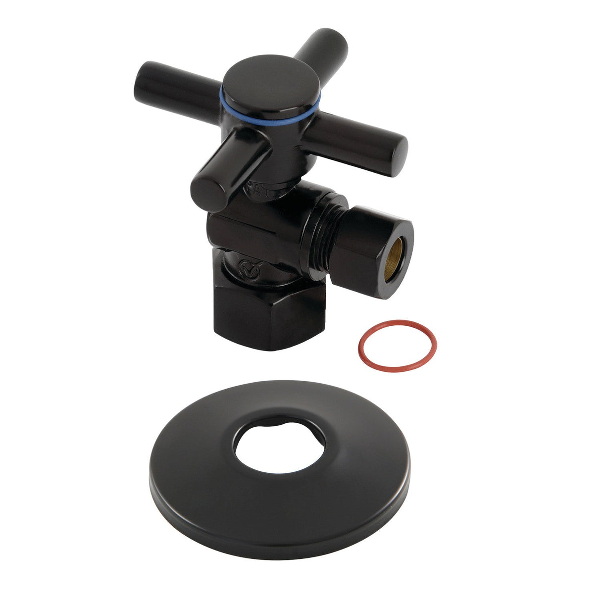 CC43100DXK 1/2-Inch FIP x 3/8-Inch OD Comp Quarter-Turn Angle Stop Valve with Flange, Matte Black