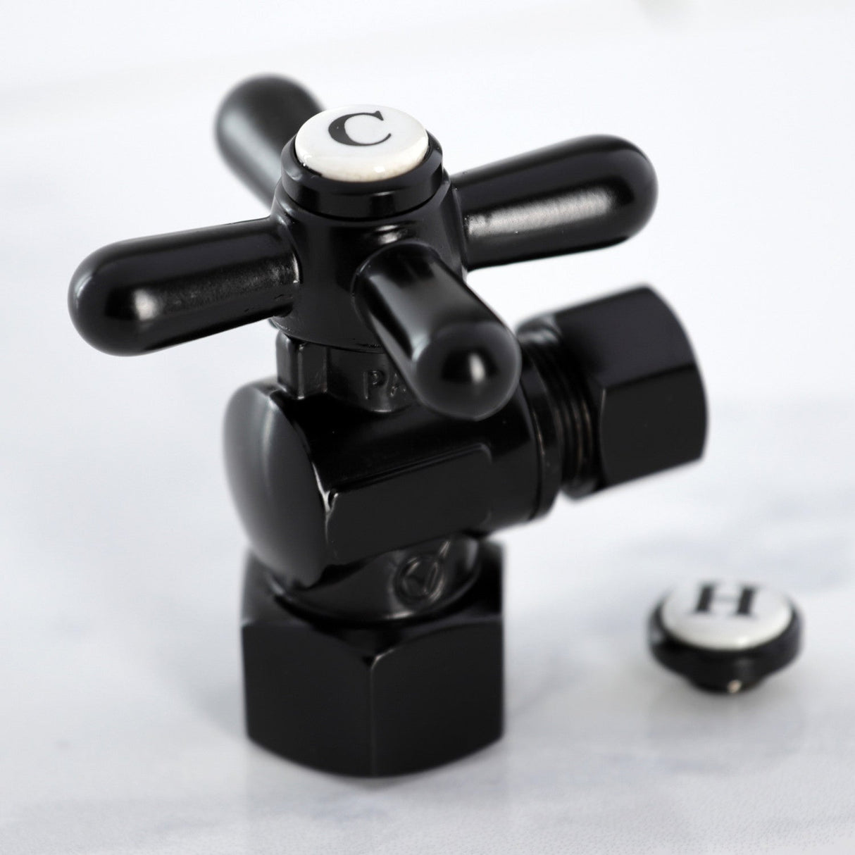 Vintage CC43100X 1/2-Inch FIP x 3/8-Inch OD Comp Quarter-Turn Angle Stop Valve, Matte Black