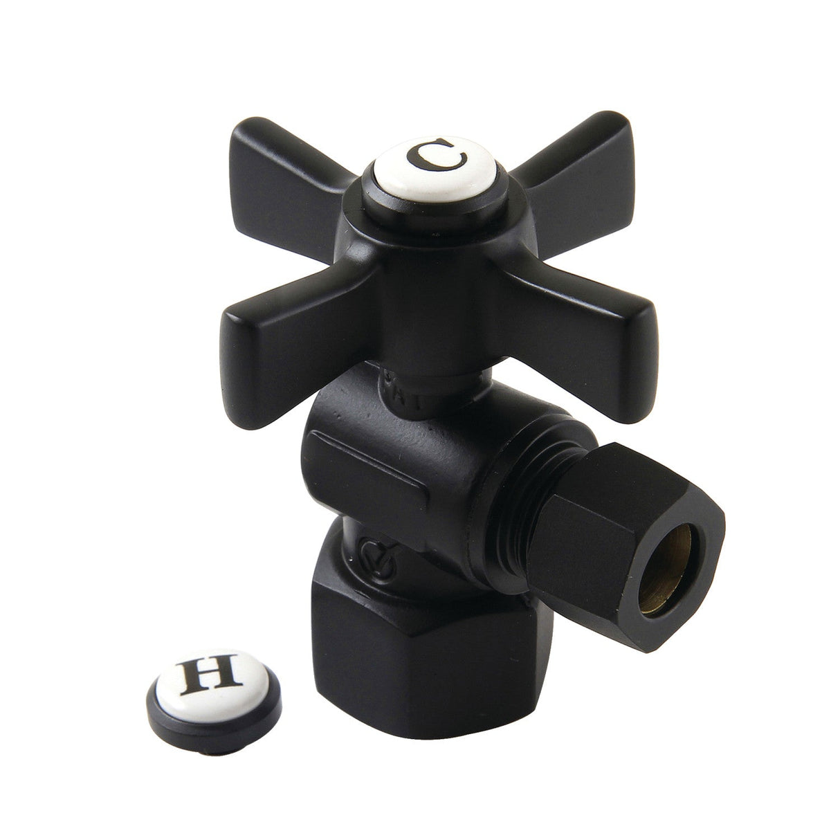 Millennium CC43100ZX 1/2-Inch FIP x 3/8-Inch OD Comp Quarter-Turn Angle Stop Valve, Matte Black