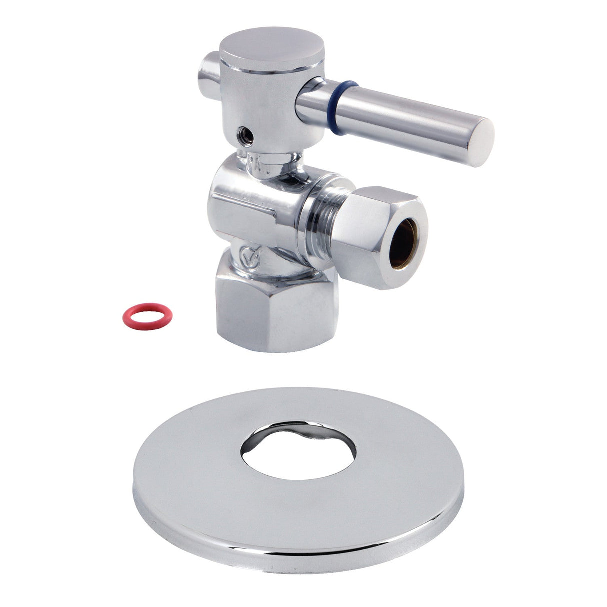 CC43101DLK 1/2-Inch FIP x 3/8-Inch OD Comp Quarter-Turn Angle Stop Valve with Flange, Polished Chrome