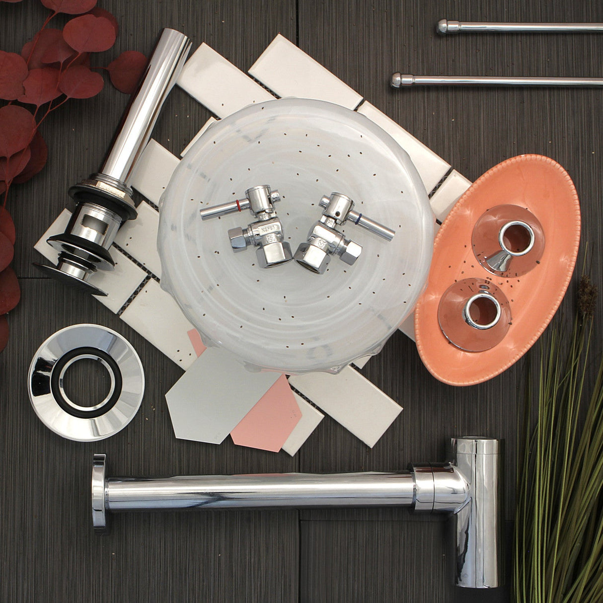 Trimscape CC43101DLVOKB30 Contemporary Plumbing Sink Trim Kit with Bottle Trap and Overflow Drain, Polished Chrome