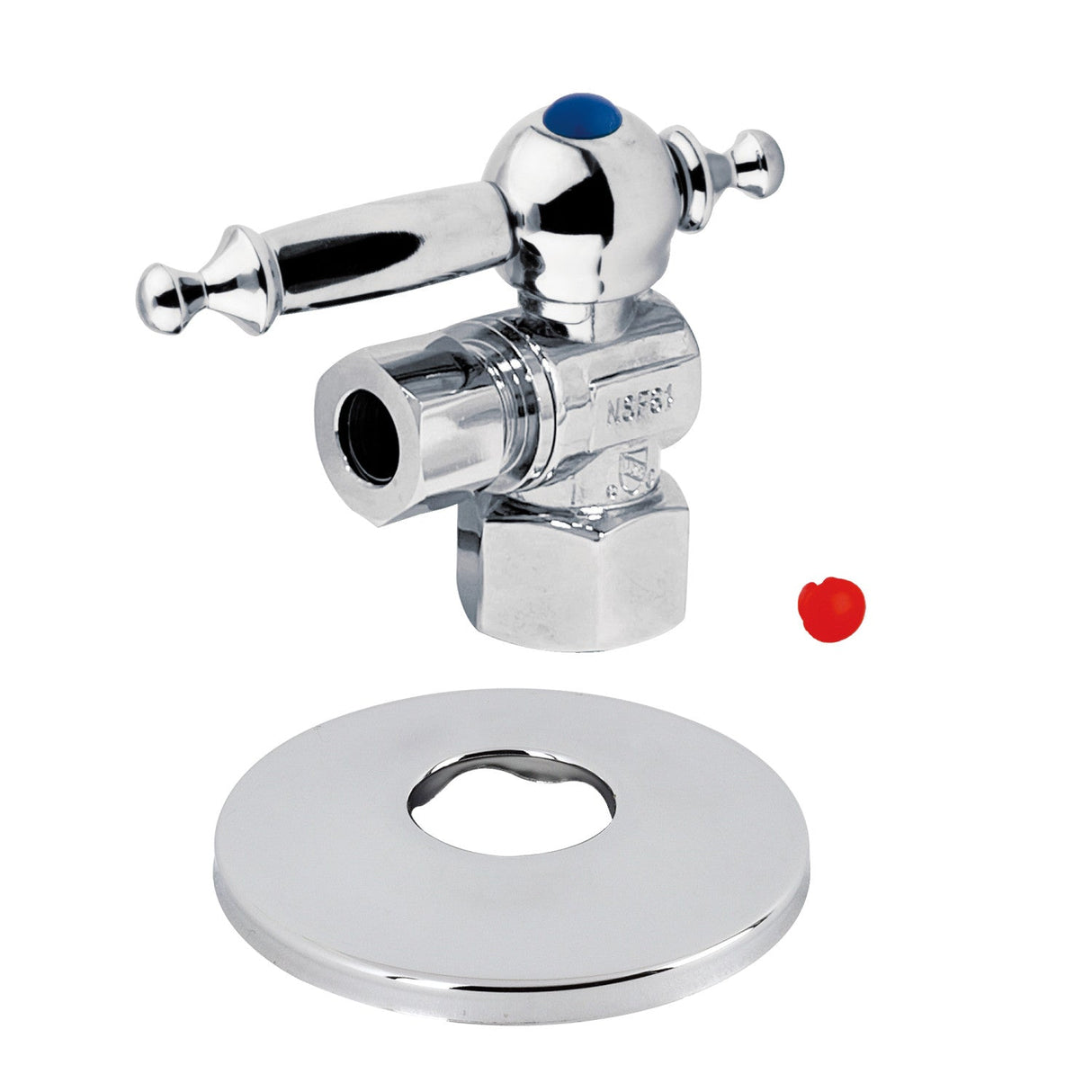CC43101TLK 1/2-Inch FIP x 3/8-Inch OD Comp Quarter-Turn Angle Stop Valve with Flange, Polished Chrome