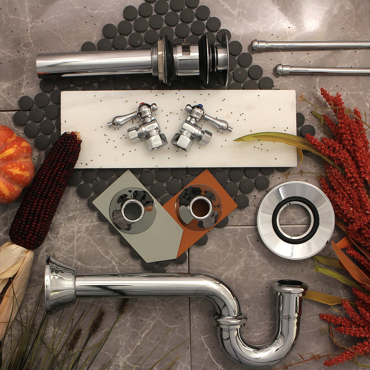 Trimscape CC43101VOKB30 Traditional Plumbing Sink Trim Kit with P-Trap and Overflow Drain, Polished Chrome