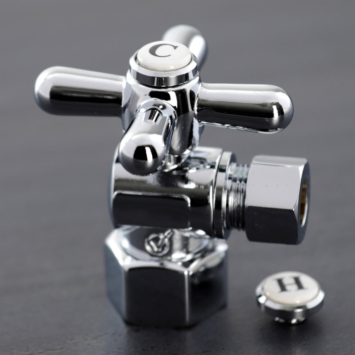 Vintage CC43101X 1/2-Inch FIP x 3/8-Inch OD Comp Quarter-Turn Angle Stop Valve, Polished Chrome