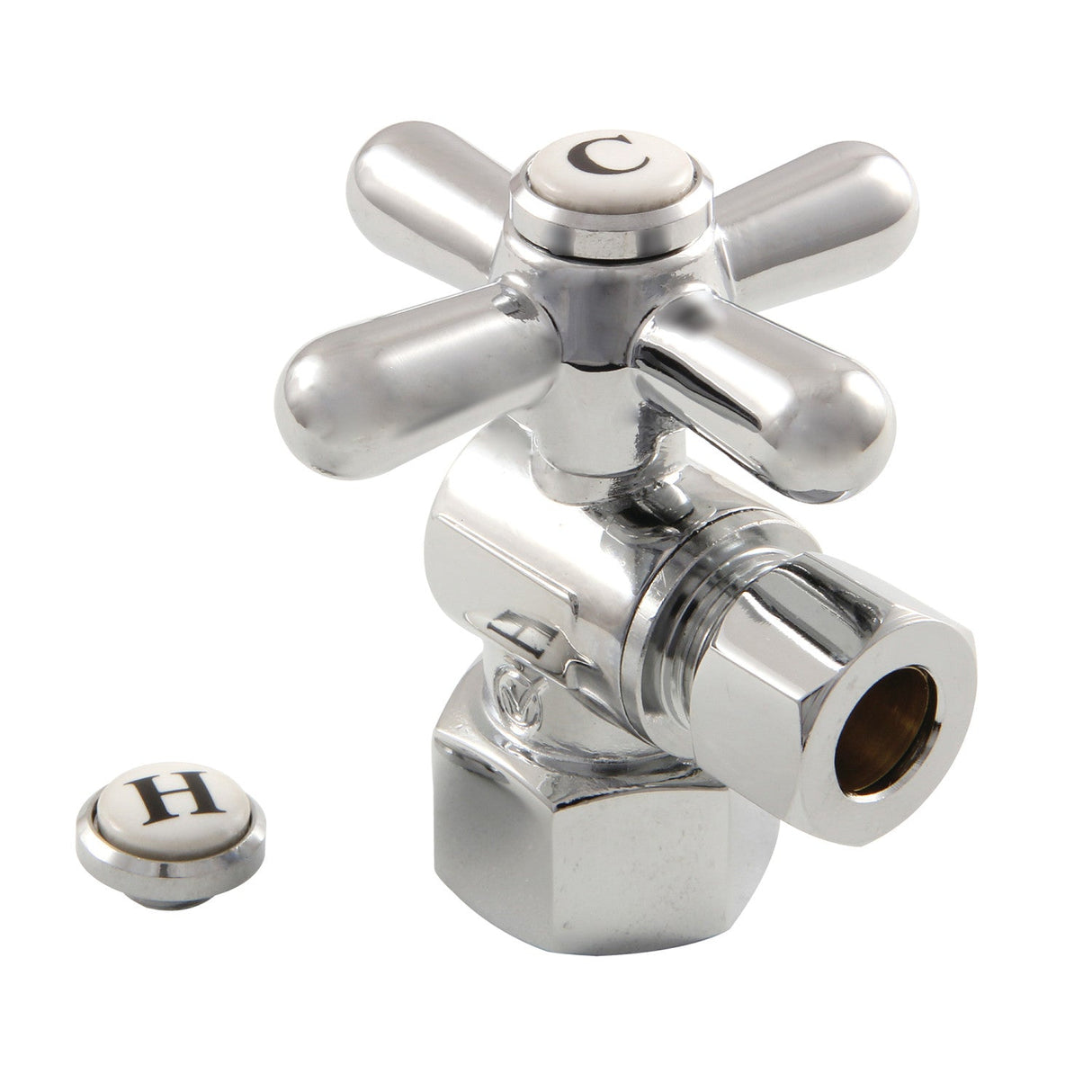 Vintage CC43101X 1/2-Inch FIP x 3/8-Inch OD Comp Quarter-Turn Angle Stop Valve, Polished Chrome