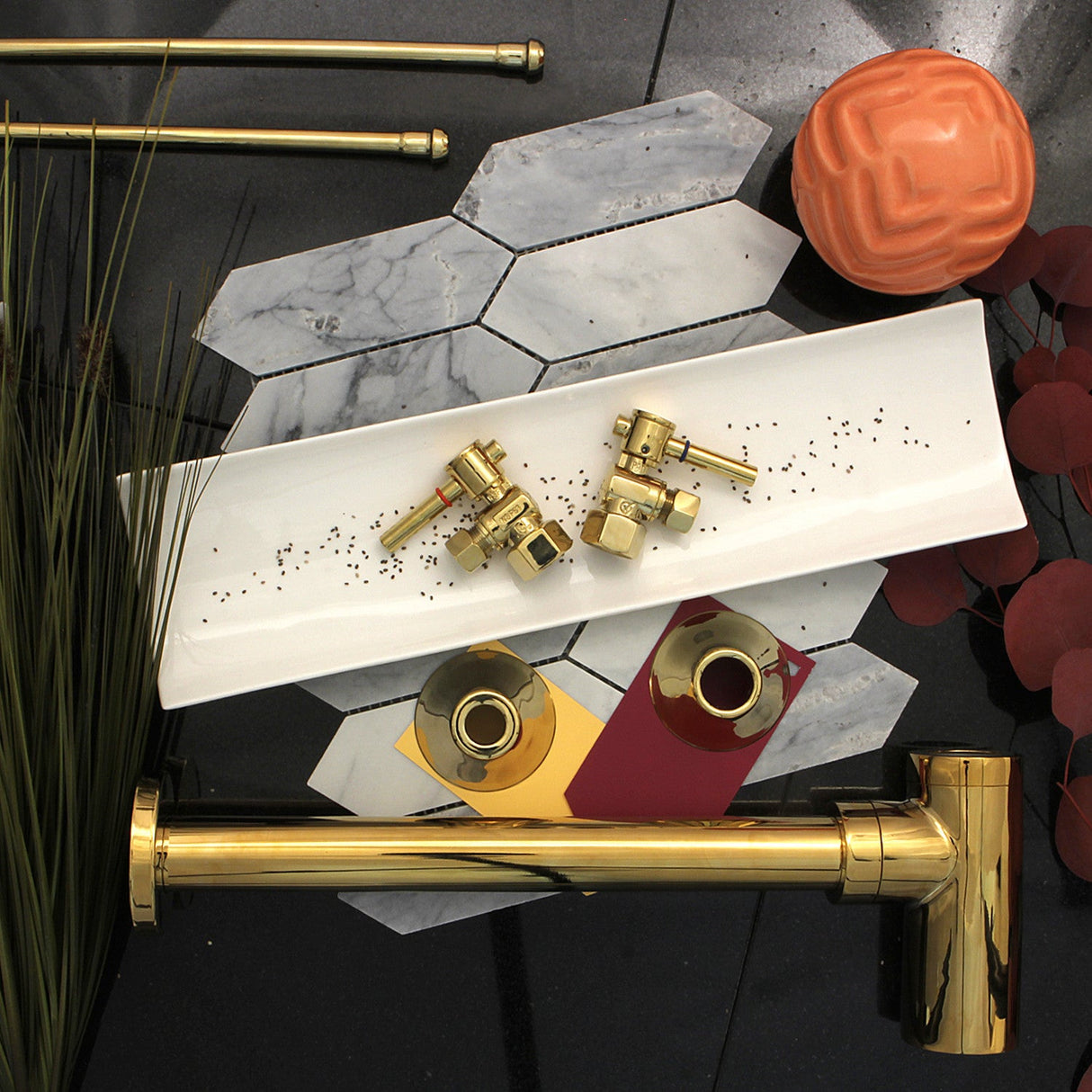 Trimscape CC43102DLLKB30 Contemporary Plumbing Sink Trim Kit with Bottle Trap, Polished Brass