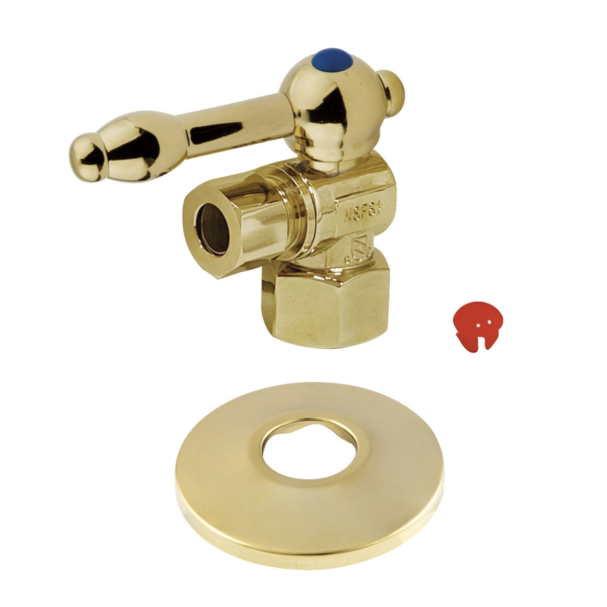 CC43102KLK 1/2-Inch FIP x 3/8-Inch OD Comp Quarter-Turn Angle Stop Valve with Flange, Polished Brass