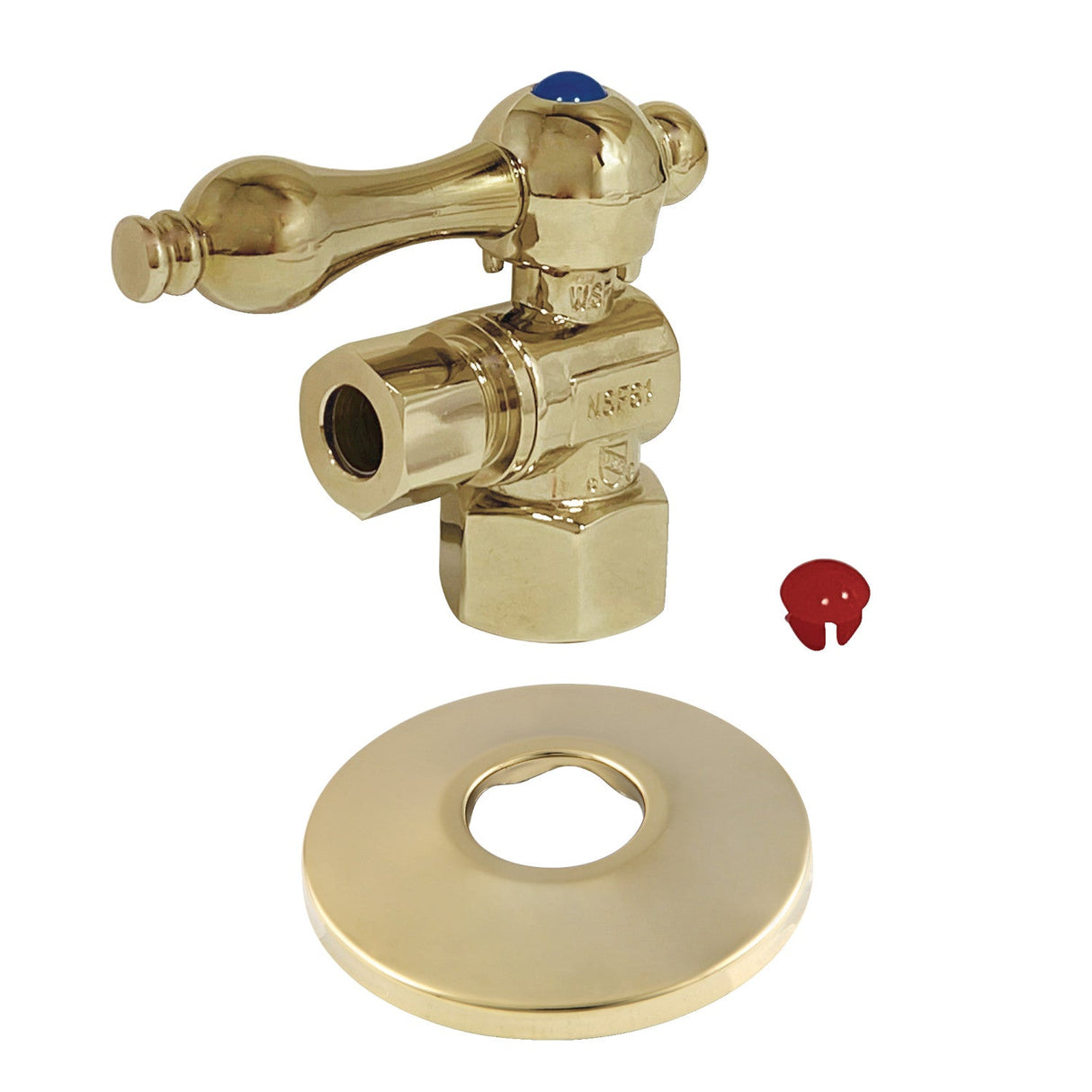 Vintage CC43102K 1/2-Inch FIP x 3/8-Inch OD Comp Quarter-Turn Angle Stop Valve with Flange, Polished Brass