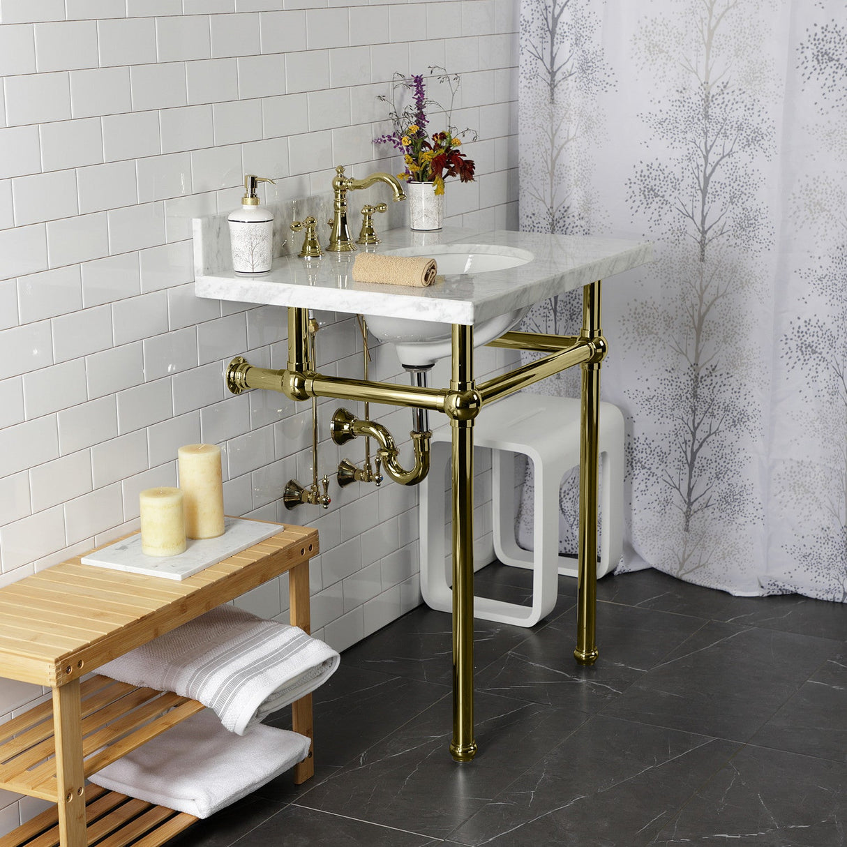 Trimscape CC43102LKB30 Traditional Plumbing Sink Trim Kit with P-Trap, Polished Brass