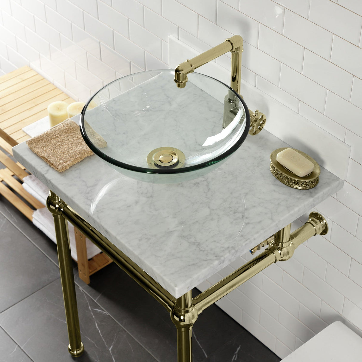 Trimscape CC43102VKB30 Traditional Plumbing Sink Trim Kit with P-Trap and Drain, Polished Brass