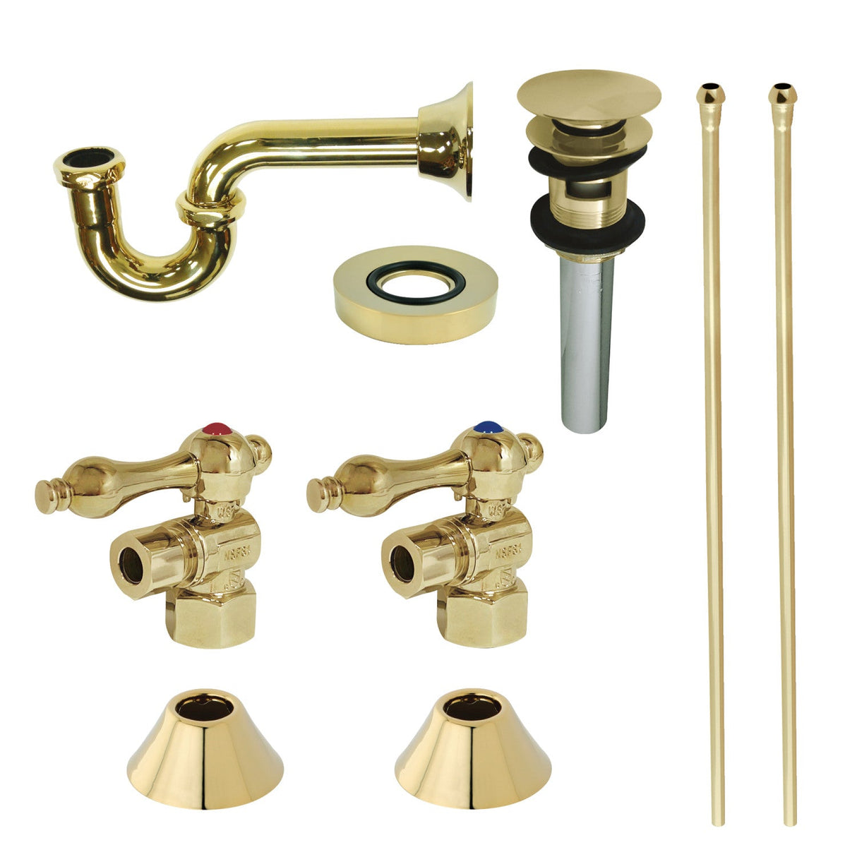Trimscape CC43102VOKB30 Traditional Plumbing Sink Trim Kit with P-Trap and Overflow Drain, Polished Brass