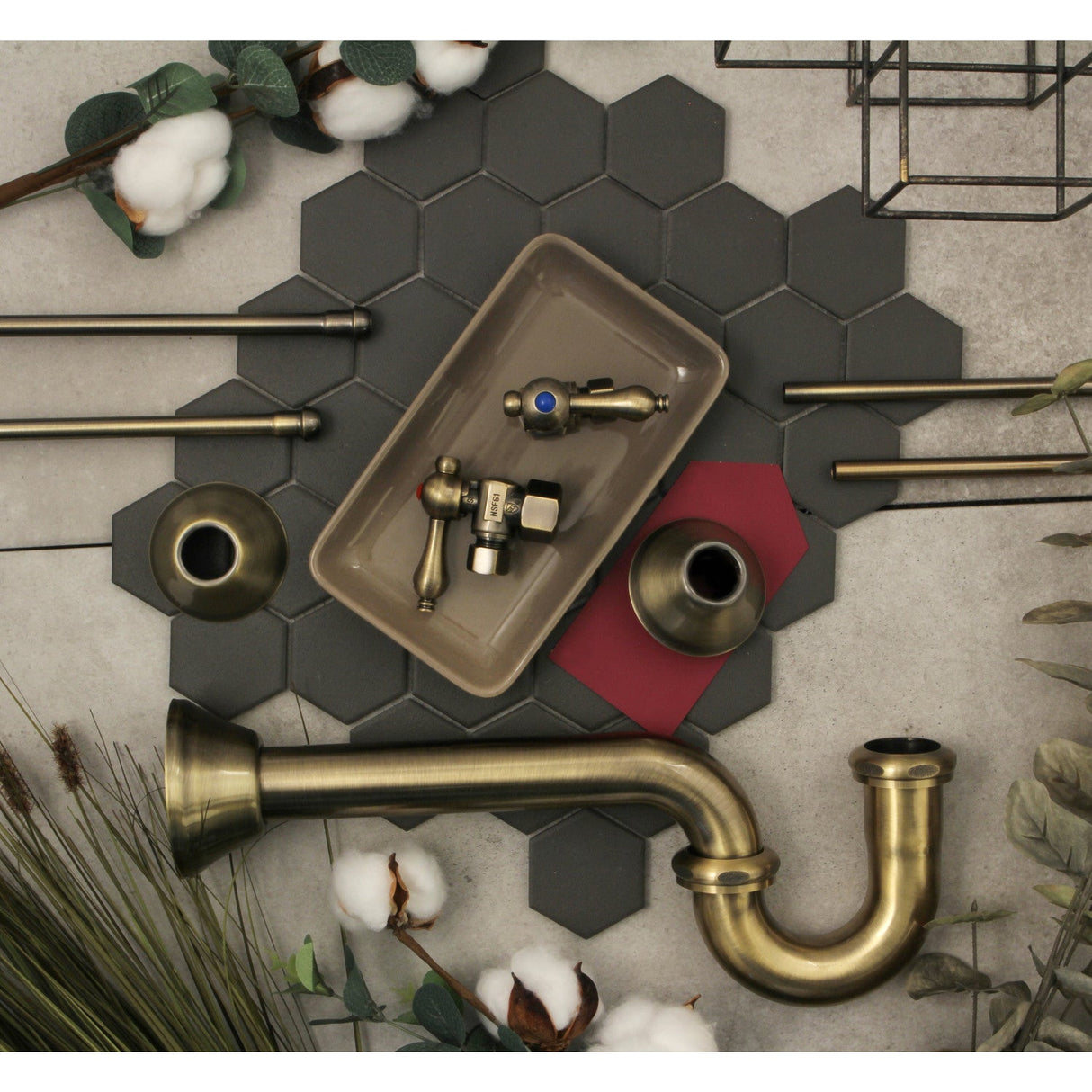 Trimscape CC43103LKB30 Traditional Plumbing Sink Trim Kit with P-Trap, Antique Brass