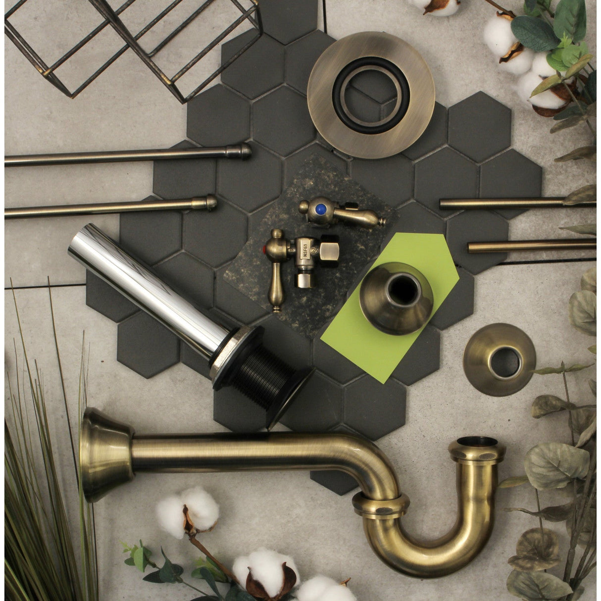 Trimscape CC43103VKB30 Traditional Plumbing Sink Trim Kit with P-Trap and Drain, Antique Brass