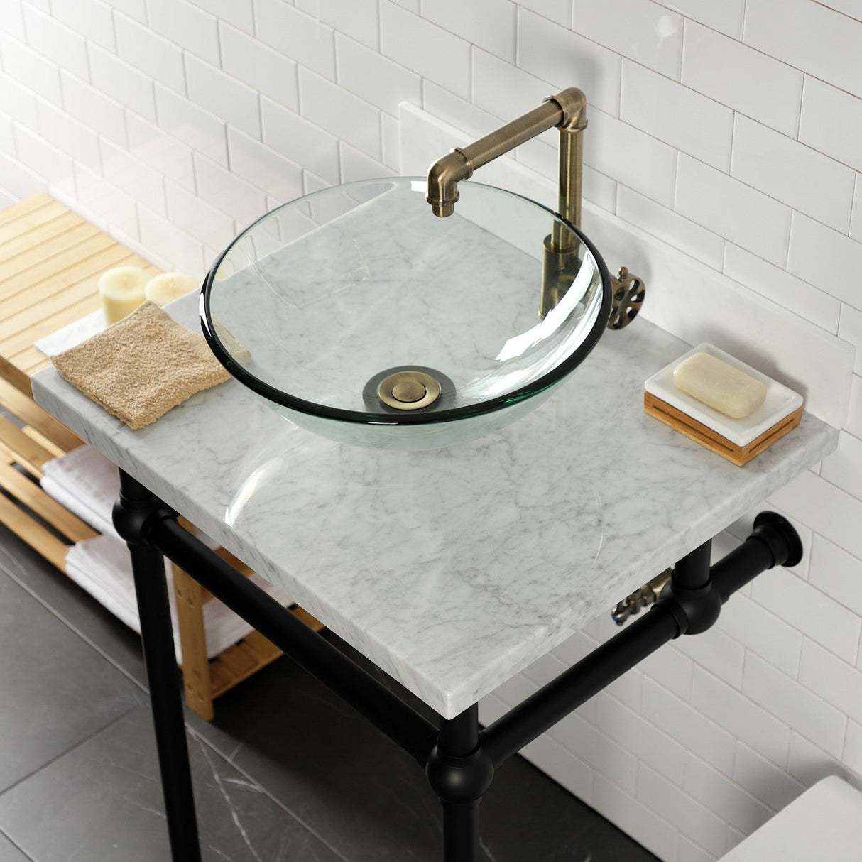 Trimscape CC43103VKB30 Traditional Plumbing Sink Trim Kit with P-Trap and Drain, Antique Brass