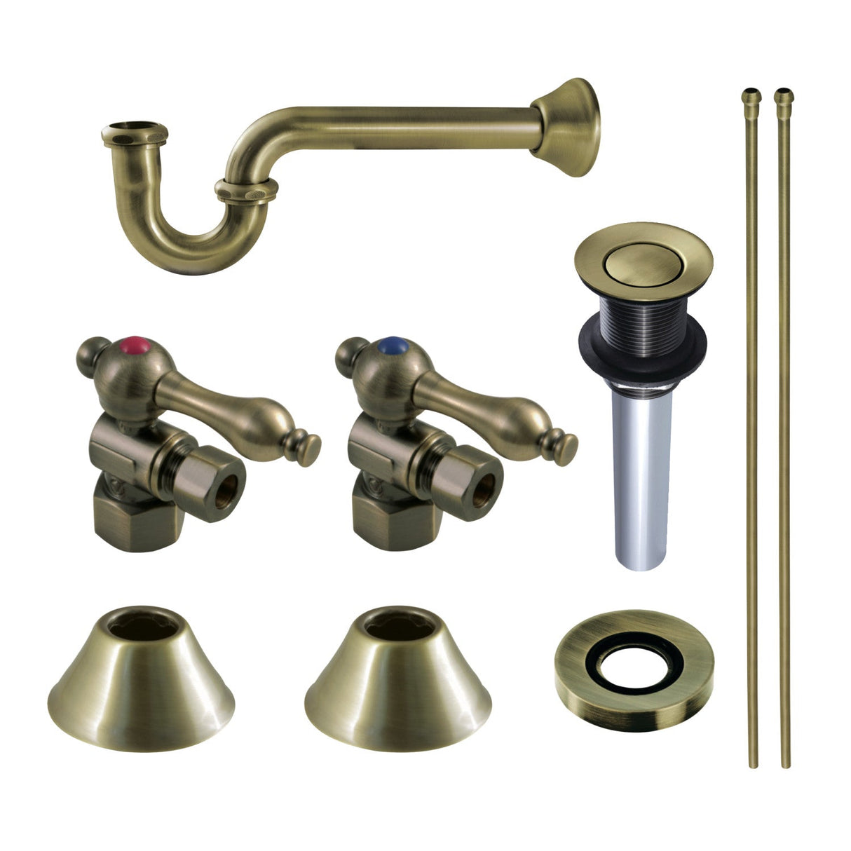 Trimscape CC43103VKB30 Traditional Plumbing Sink Trim Kit with P-Trap and Drain, Antique Brass