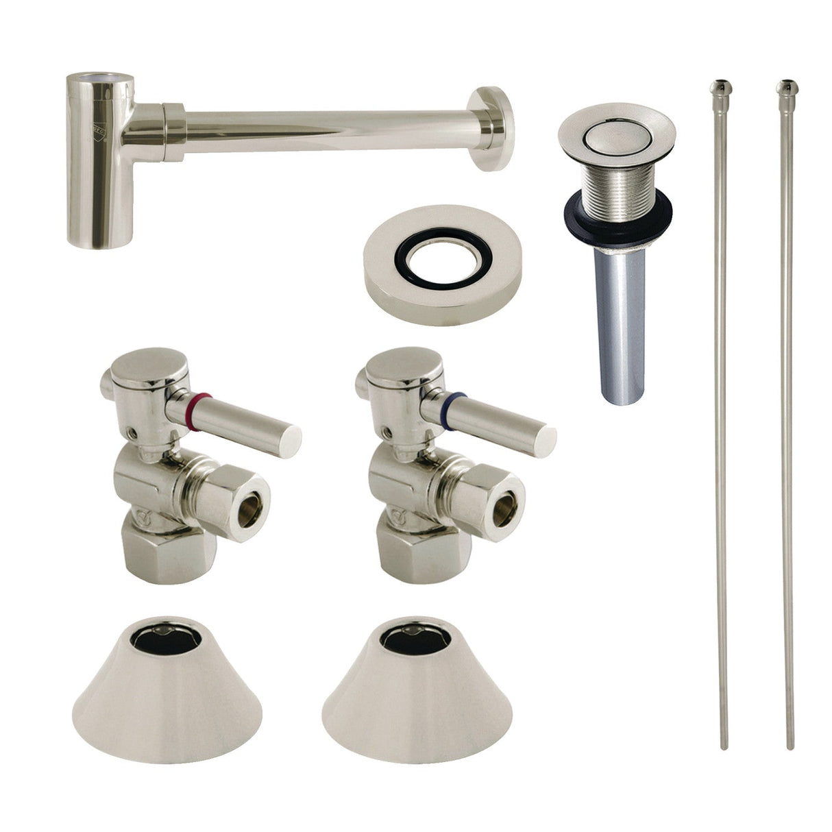 Trimscape CC43106DLVKB30 Contemporary Plumbing Sink Trim Kit with Bottle Trap and Drain, Polished Nickel