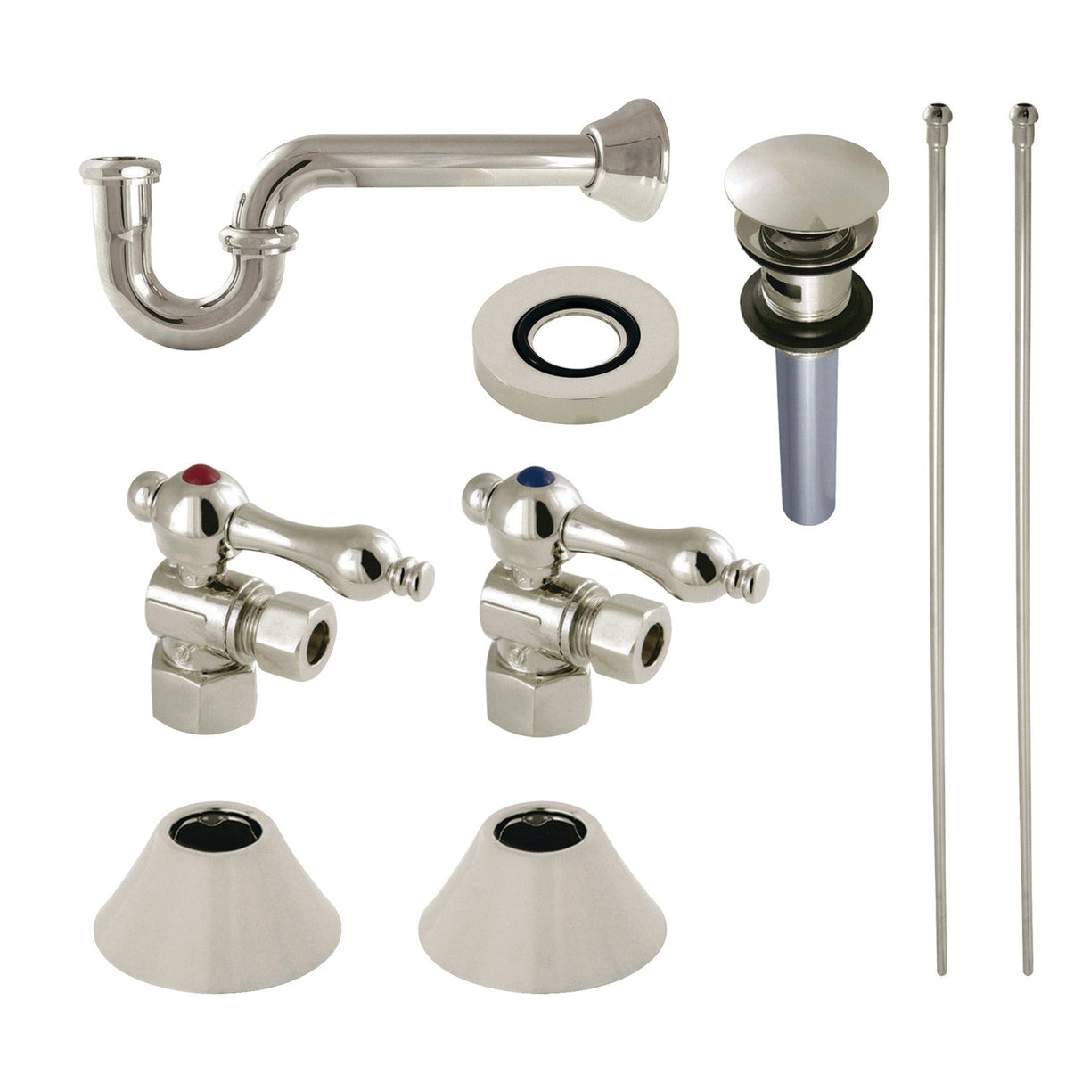 Trimscape CC43106VOKB30 Traditional Plumbing Sink Trim Kit with P-Trap and Overflow Drain, Polished Nickel
