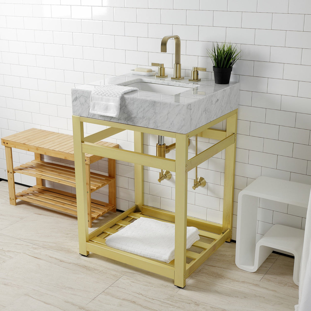 Trimscape CC43107DLLKB30 Contemporary Plumbing Sink Trim Kit with Bottle Trap, Brushed Brass