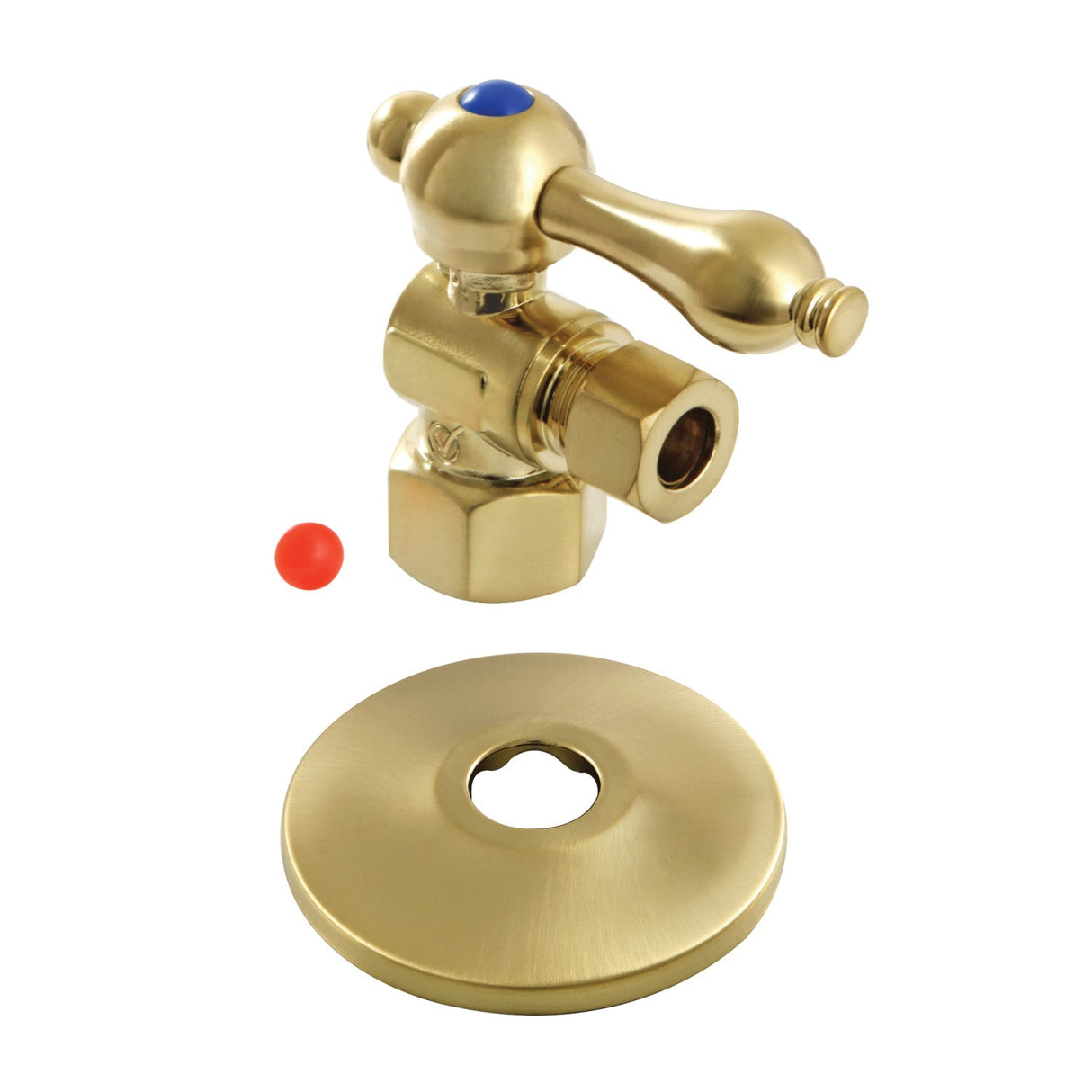 Vintage CC43107K 1/2-Inch FIP x 3/8-Inch OD Comp Quarter-Turn Angle Stop Valve with Flange, Brushed Brass