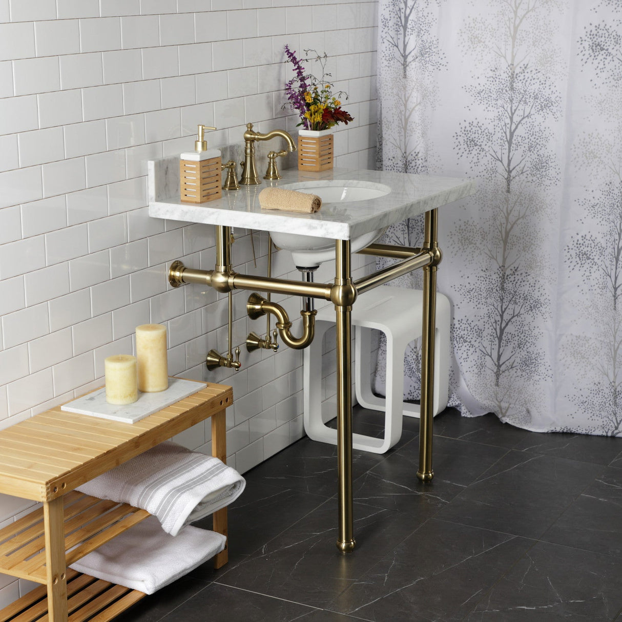 Trimscape CC43107LKB30 Traditional Plumbing Sink Trim Kit with P-Trap, Brushed Brass