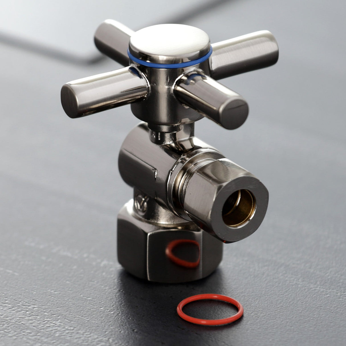 Concord CC43108DX 1/2-Inch FIP x 3/8-Inch OD Comp Quarter-Turn Angle Stop Valve, Brushed Nickel