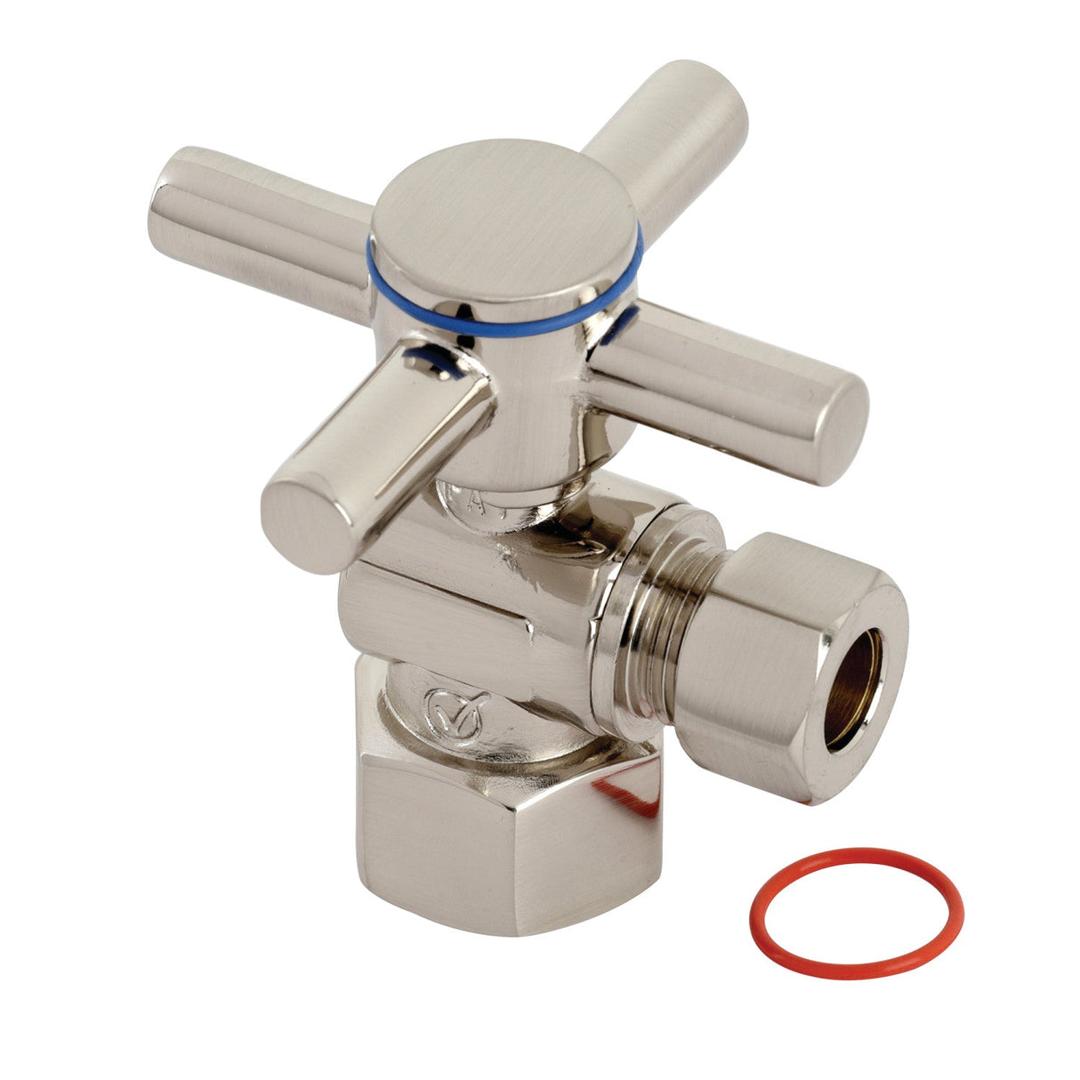Concord CC43108DX 1/2-Inch FIP x 3/8-Inch OD Comp Quarter-Turn Angle Stop Valve, Brushed Nickel