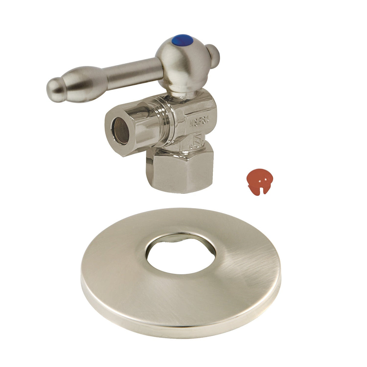 CC43108KLK 1/2-Inch FIP x 3/8-Inch OD Comp Quarter-Turn Angle Stop Valve with Flange, Brushed Nickel