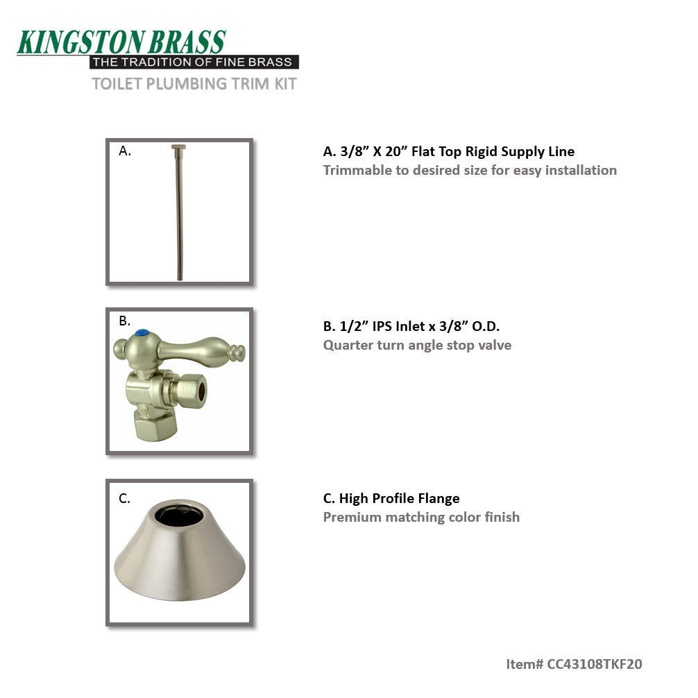 Trimscape CC43108TKF20 Traditional Plumbing Toilet Trim Kit, Brushed Nickel