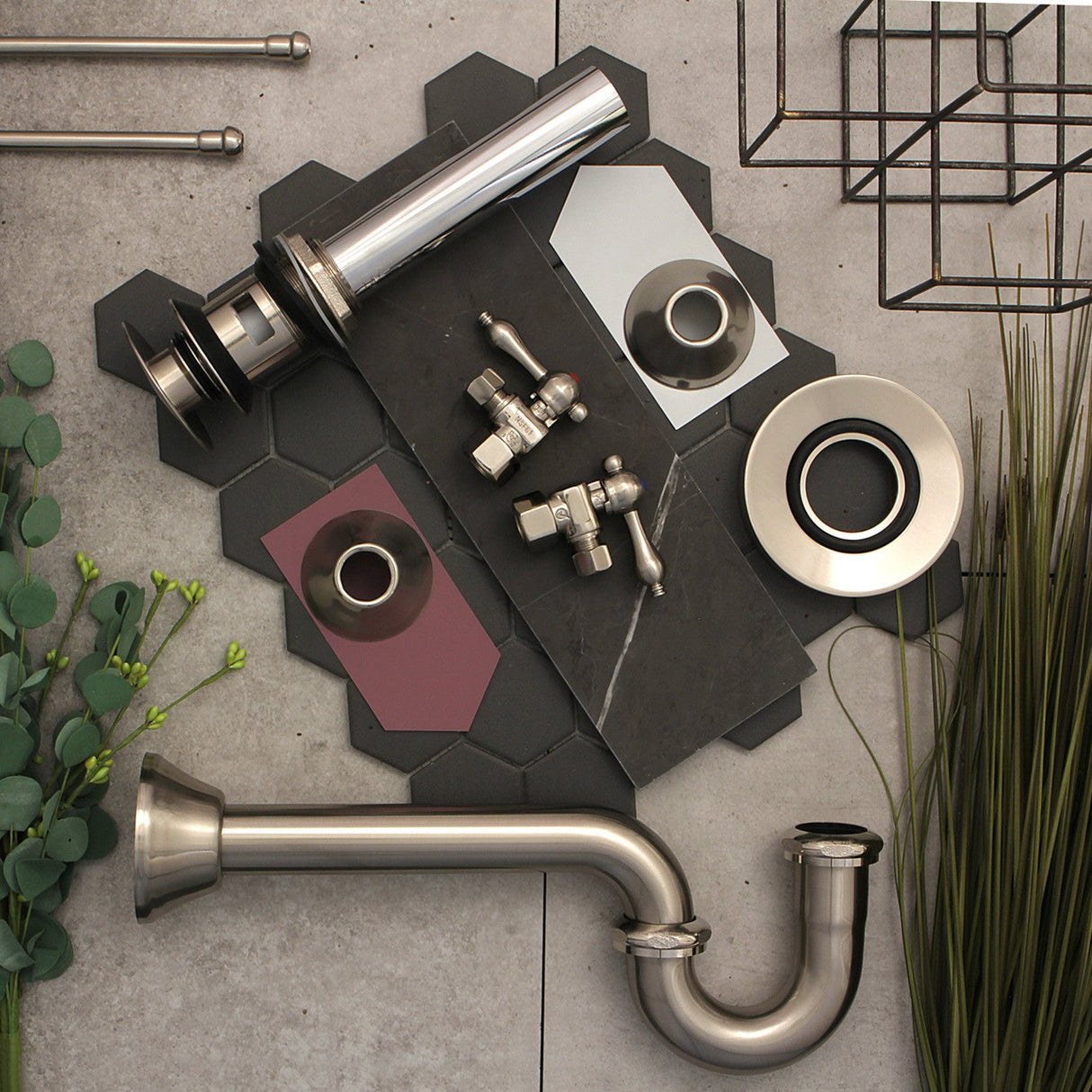 Trimscape CC43108VOKB30 Traditional Plumbing Sink Trim Kit with P-Trap and Overflow Drain, Brushed Nickel