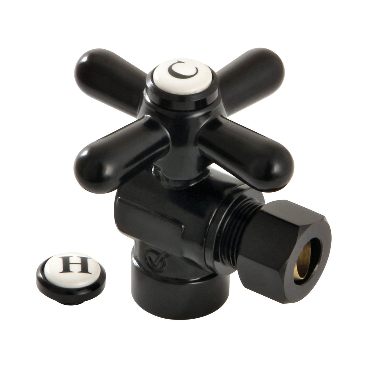 Vintage CC43200X 1/2-Inch Sweat x 3/8-Inch OD Comp Quarter-Turn Angle Stop Valve, Matte Black