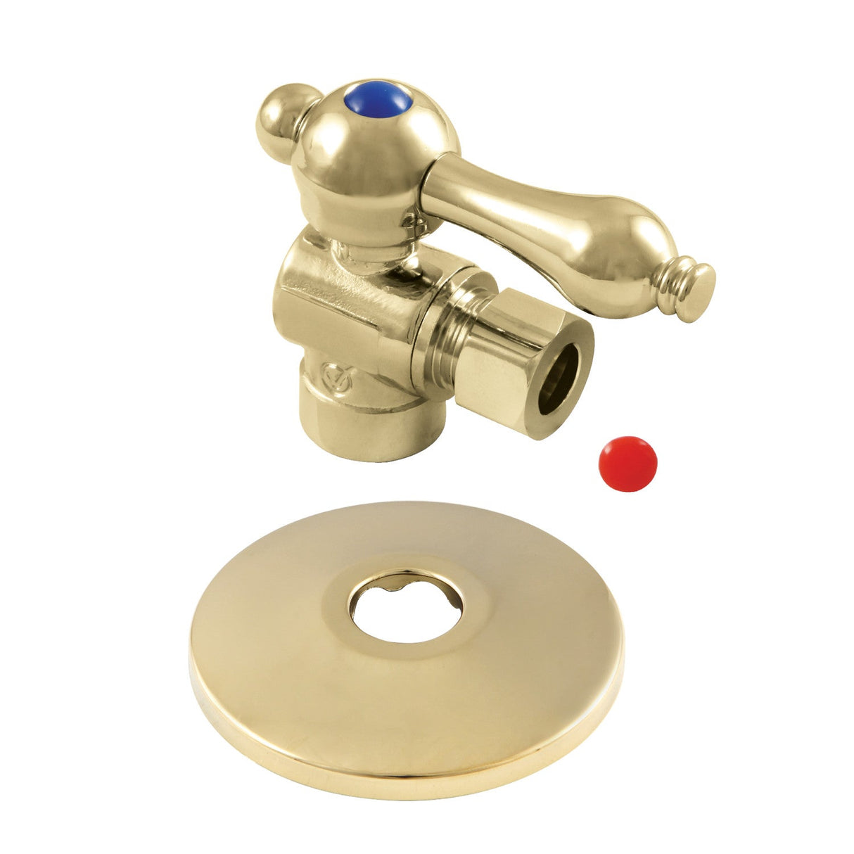 CC43202K 1/2-Inch Sweat x 3/8-Inch OD Comp Quarter-Turn Angle Stop Valve with Flange, Polished Brass