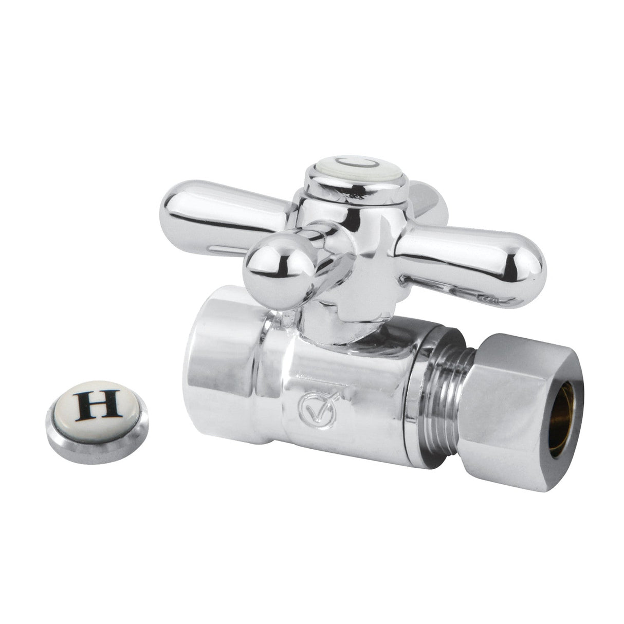 Vintage CC43251X 1/2-Inch Sweat x 3/8-Inch OD Comp Quarter-Turn Straight Stop Valve, Polished Chrome