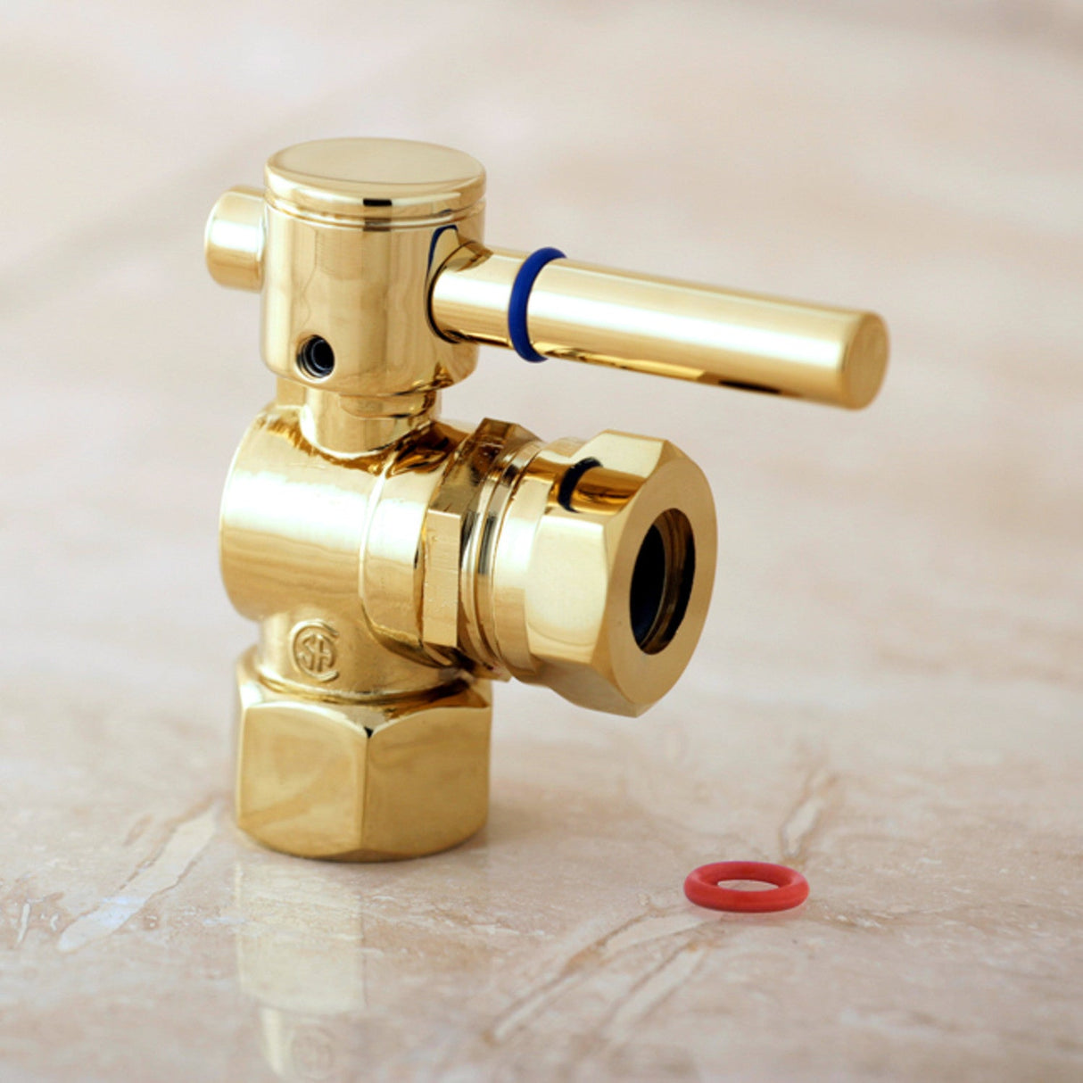 Concord CC44102DL 1/2-Inch FIP x 1/2 or 7/16-Inch Slip Joint Quarter-Turn Angle Stop Valve, Polished Brass