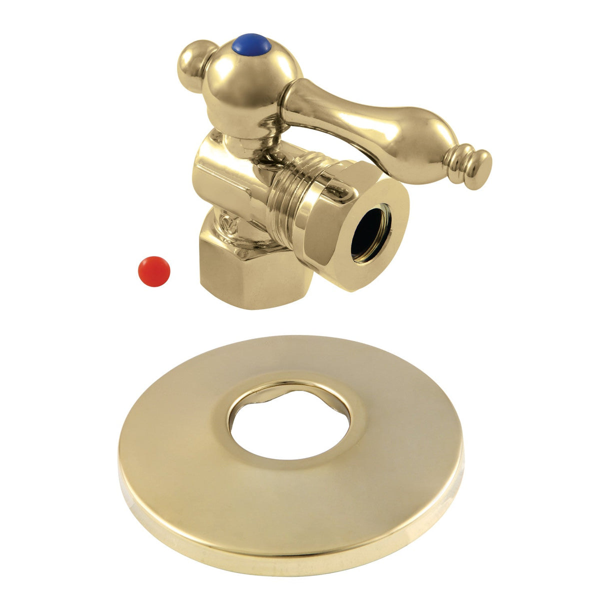 CC44102K 1/2-Inch FIP x 1/2 or 7/16-Inch Slip Joint Quarter-Turn Angle Stop Valve with Flange, Polished Brass