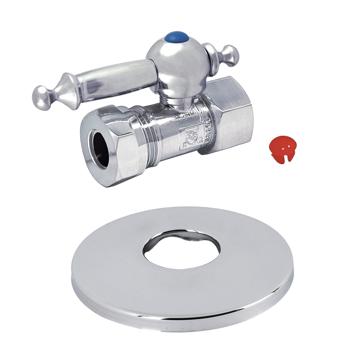 CC44151TLK 1/2-Inch FIP x 1/2 or 7/16-Inch Slip Joint Quarter-Turn Straight Stop Valve with Flange, Polished Chrome