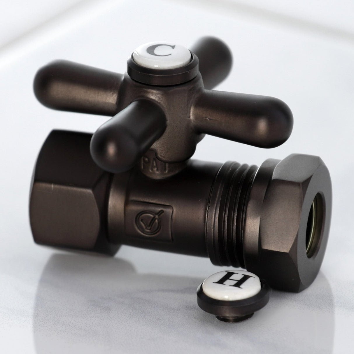 Vintage CC44155X 1/2-Inch FIP x 1/2 or 7/16-Inch Slip Joint Quarter-Turn Straight Stop Valve, Oil Rubbed Bronze