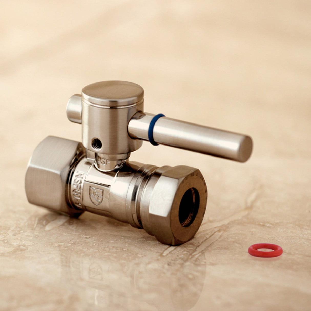 Concord CC44158DL 1/2-Inch FIP x 1/2 or 7/16-Inch Slip Joint Quarter-Turn Straight Stop Valve, Brushed Nickel