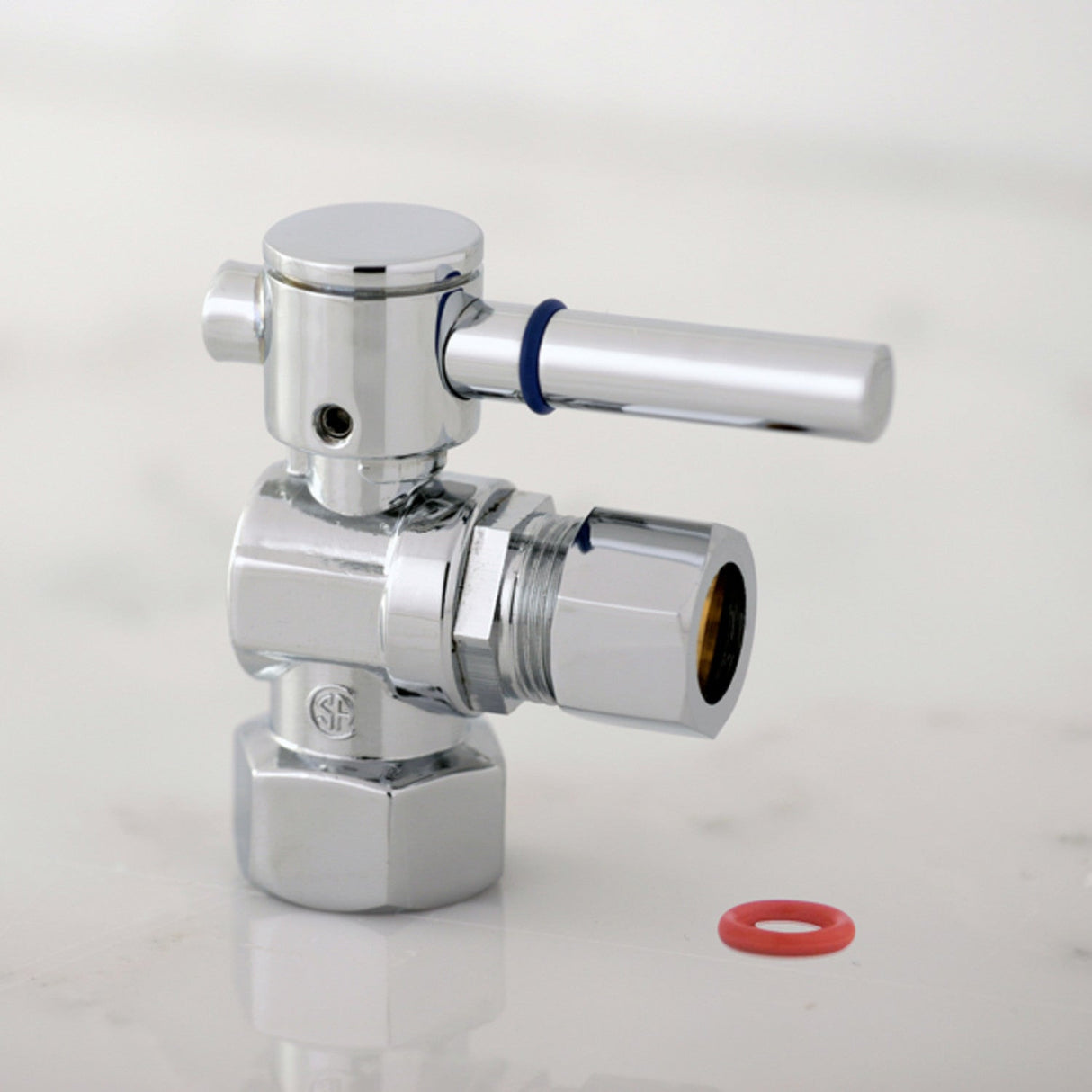 Fauceture CC44401DL 1/2-Inch FIP x 1/2-Inch OD Comp Quarter-Turn Angle Stop Valve, Polished Chrome