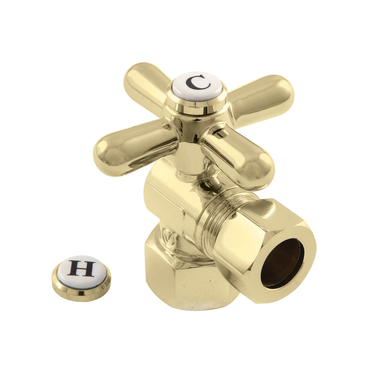 Vintage CC44402X 1/2-Inch FIP x 1/2-Inch OD Comp Quarter-Turn Angle Stop Valve, Polished Brass