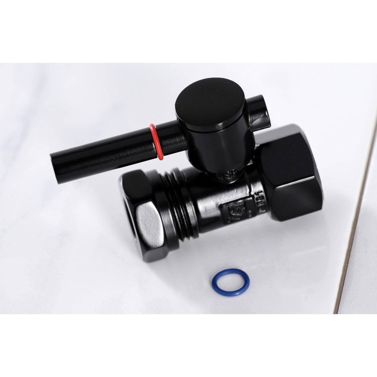 Concord CC44450DL 5/8-Inch OD Comp x 1/2-Inch OD Comp Quarter-Turn Straight Stop Valve, Matte Black