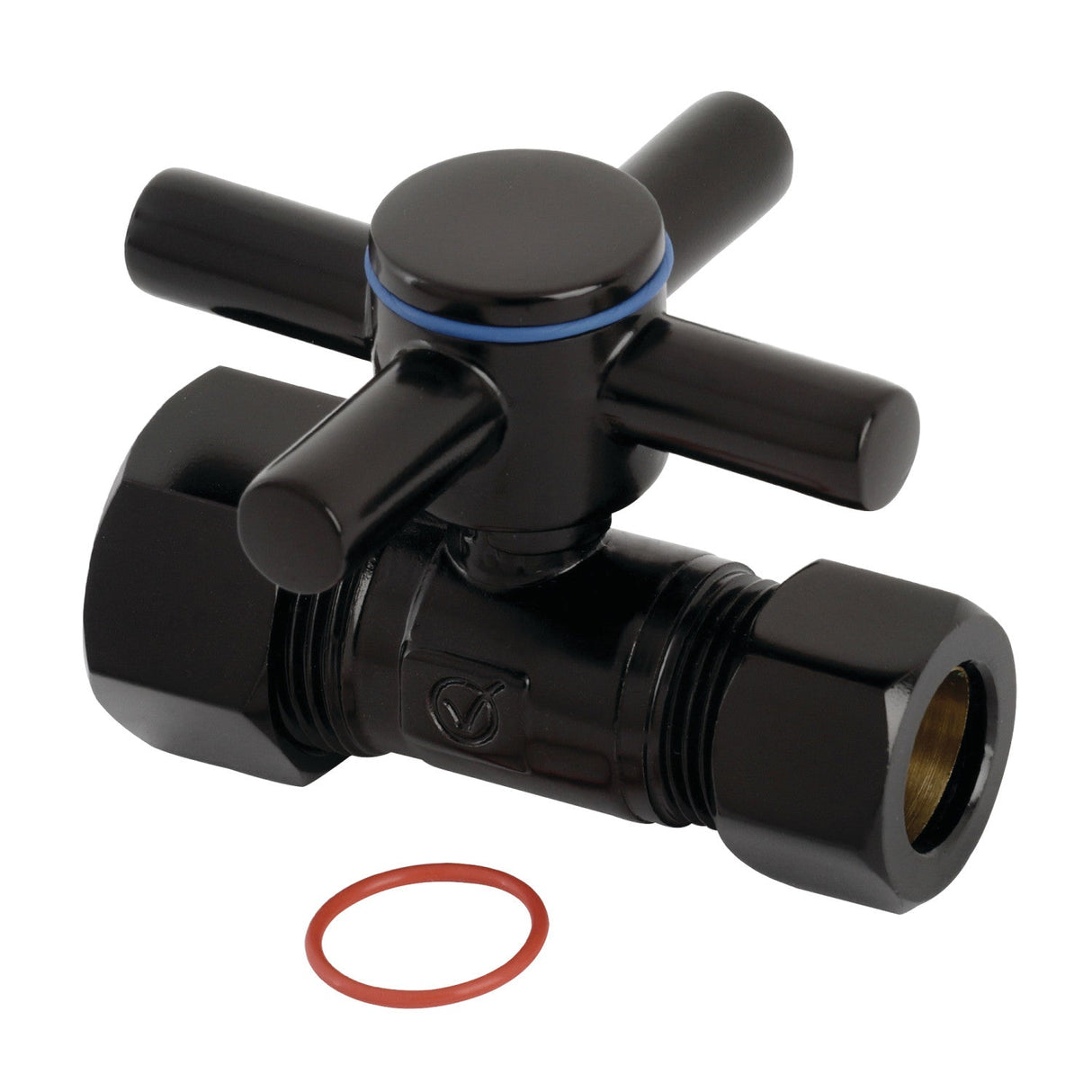 Concord CC44450DX 5/8-Inch OD Comp x 1/2-Inch OD Comp Quarter-Turn Straight Stop Valve, Matte Black