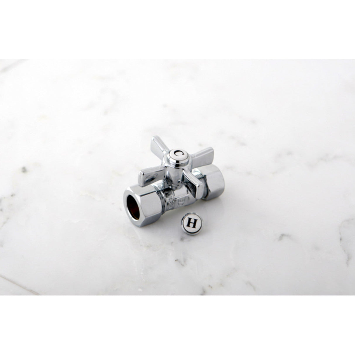 Millennium CC44451ZX 5/8-Inch OD Comp x 1/2-Inch OD Comp Quarter-Turn Straight Stop Valve, Polished Chrome