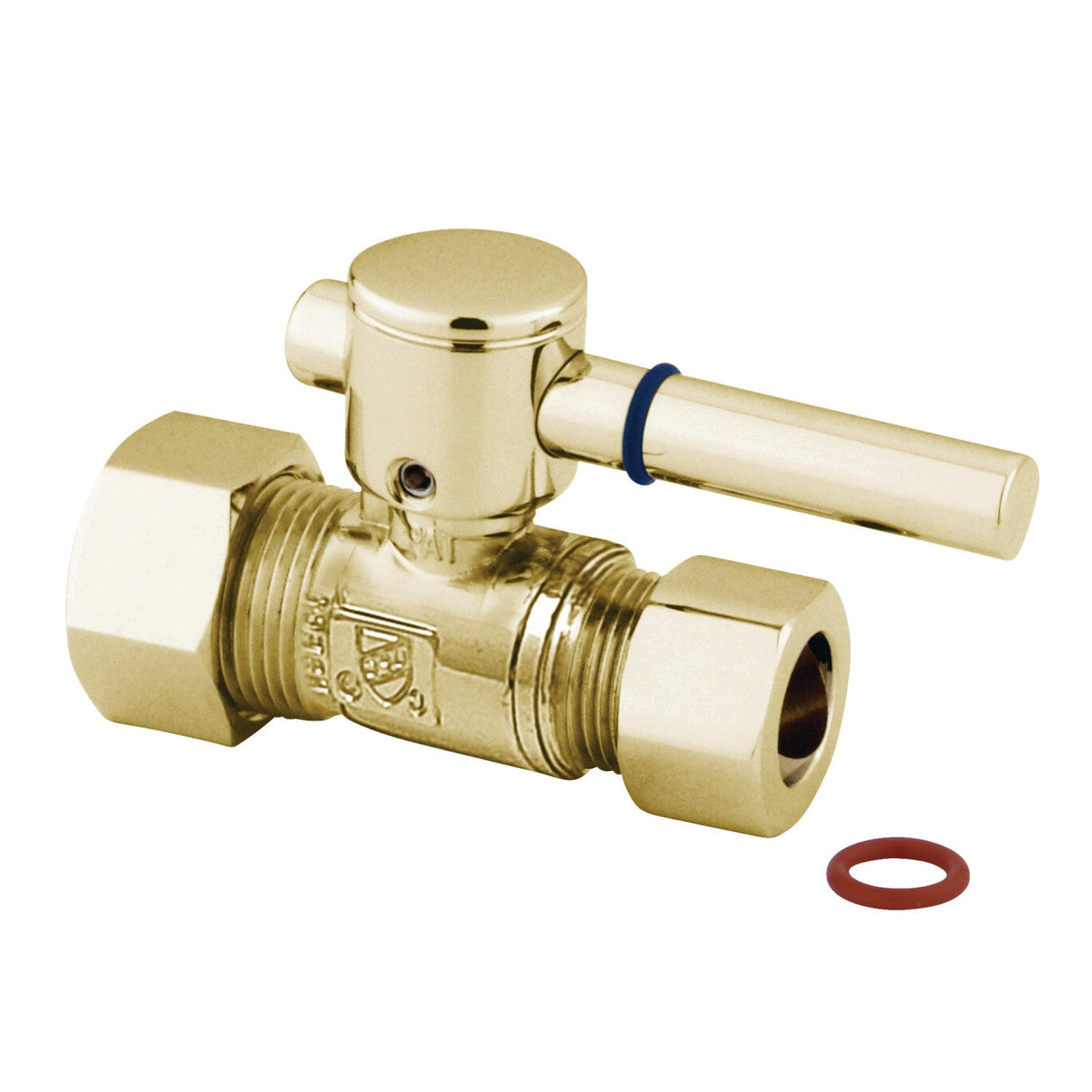 Concord CC44452DL 5/8-Inch OD Comp x 1/2-Inch OD Comp Quarter-Turn Straight Stop Valve, Polished Brass