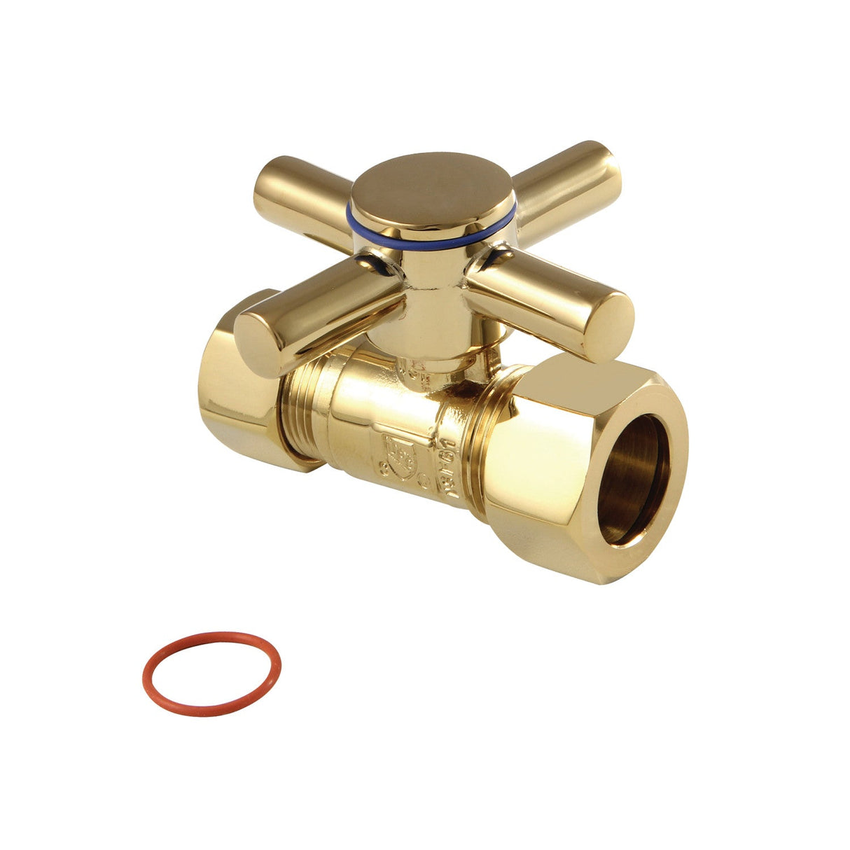 Concord CC44452DX 5/8-Inch OD Comp x 1/2-Inch OD Comp Quarter-Turn Straight Stop Valve, Polished Brass
