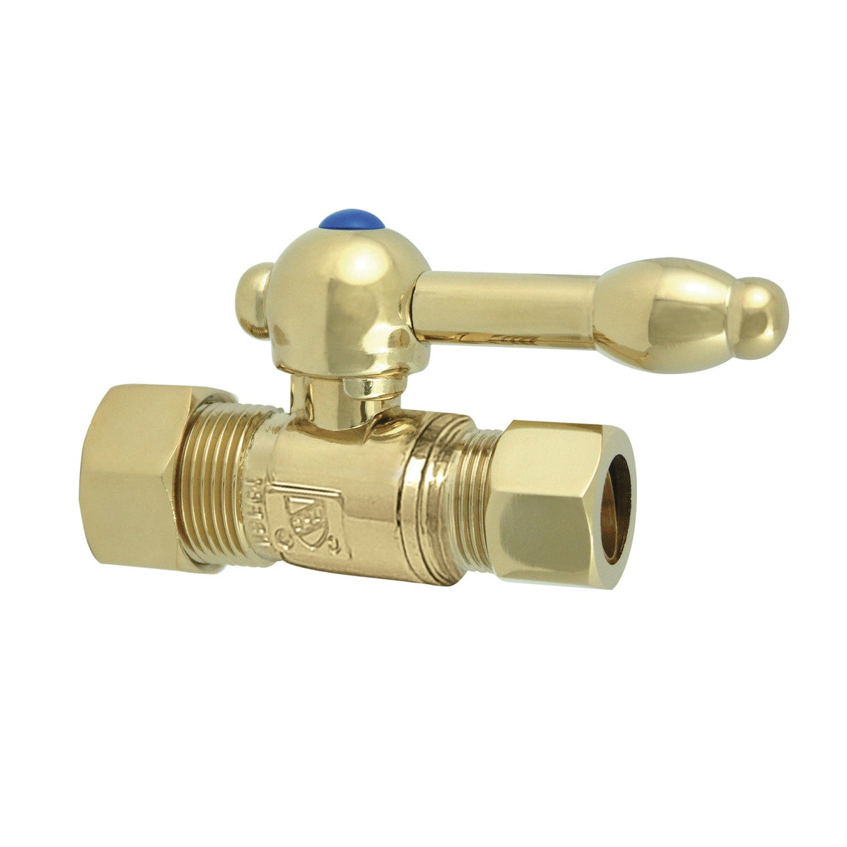 Vintage CC44452KL 5/8-Inch OD Comp x 1/2-Inch OD Comp Quarter-Turn Straight Stop Valve, Polished Brass