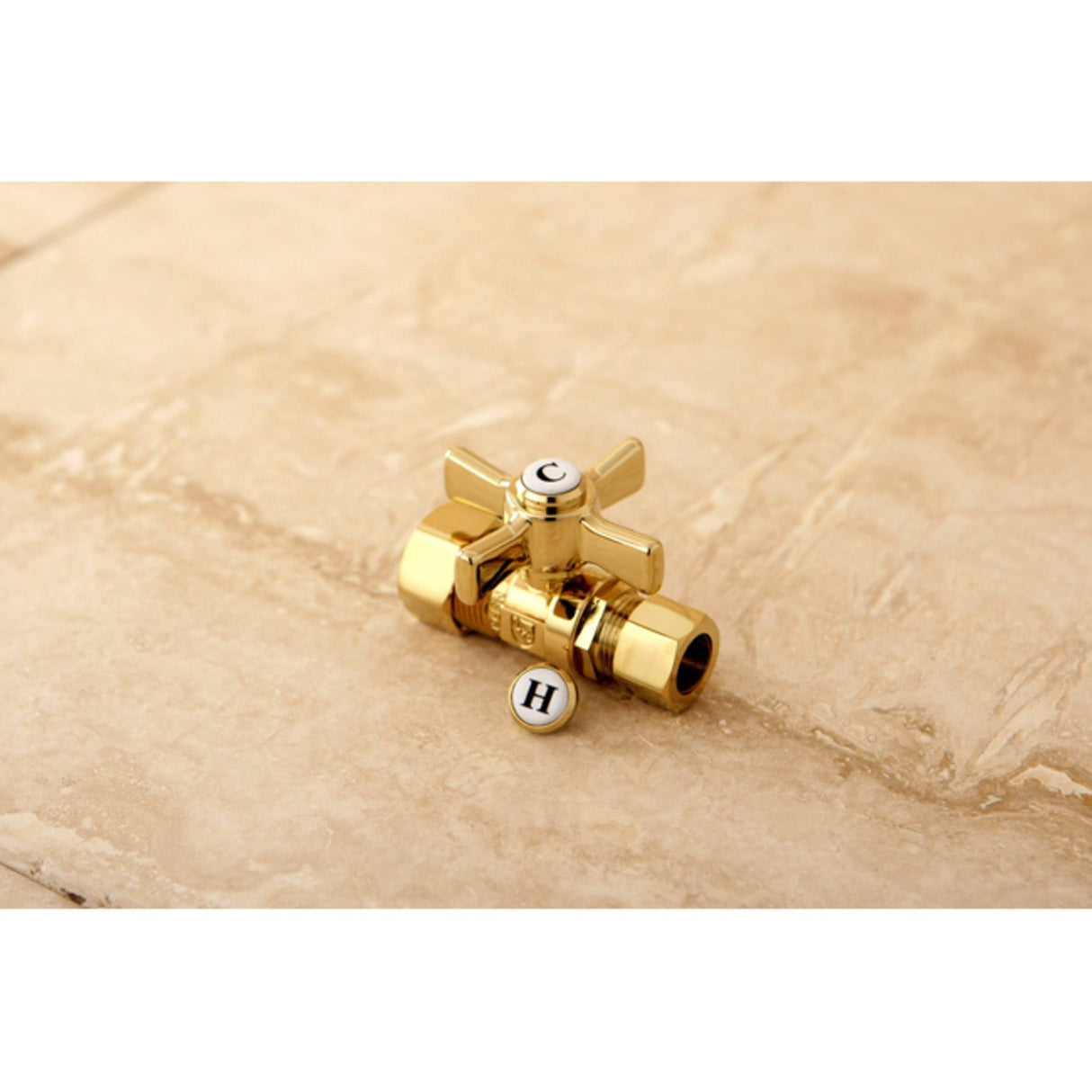 Millennium CC44452ZX 5/8-Inch OD Comp x 1/2-Inch OD Comp Quarter-Turn Straight Stop Valve, Polished Brass