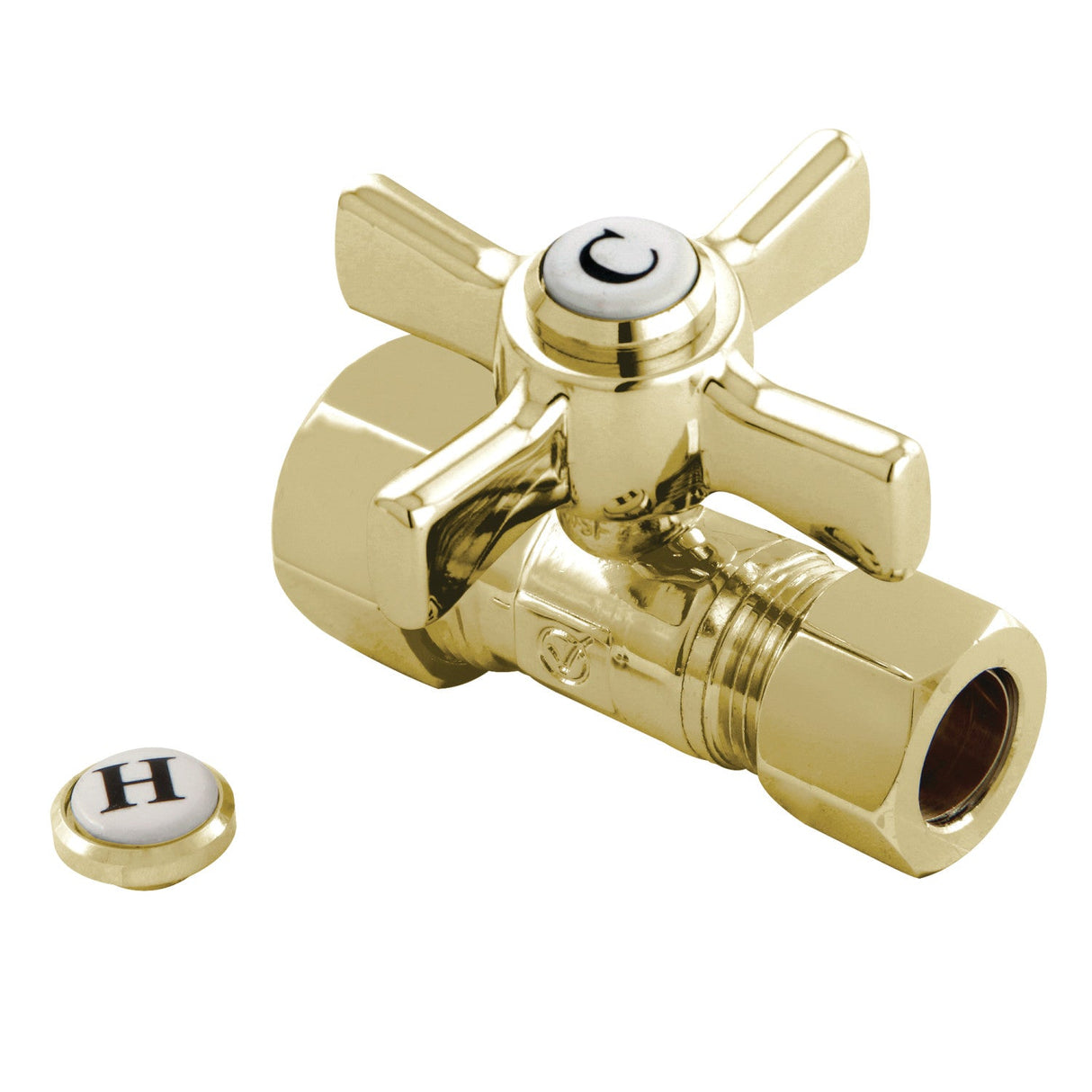 Millennium CC44452ZX 5/8-Inch OD Comp x 1/2-Inch OD Comp Quarter-Turn Straight Stop Valve, Polished Brass