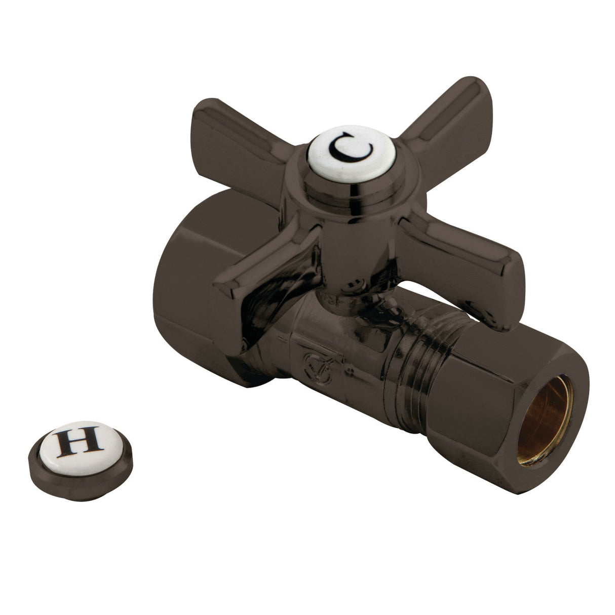 Millennium CC44455ZX 5/8-Inch OD Comp x 1/2-Inch OD Comp Quarter-Turn Straight Stop Valve, Oil Rubbed Bronze