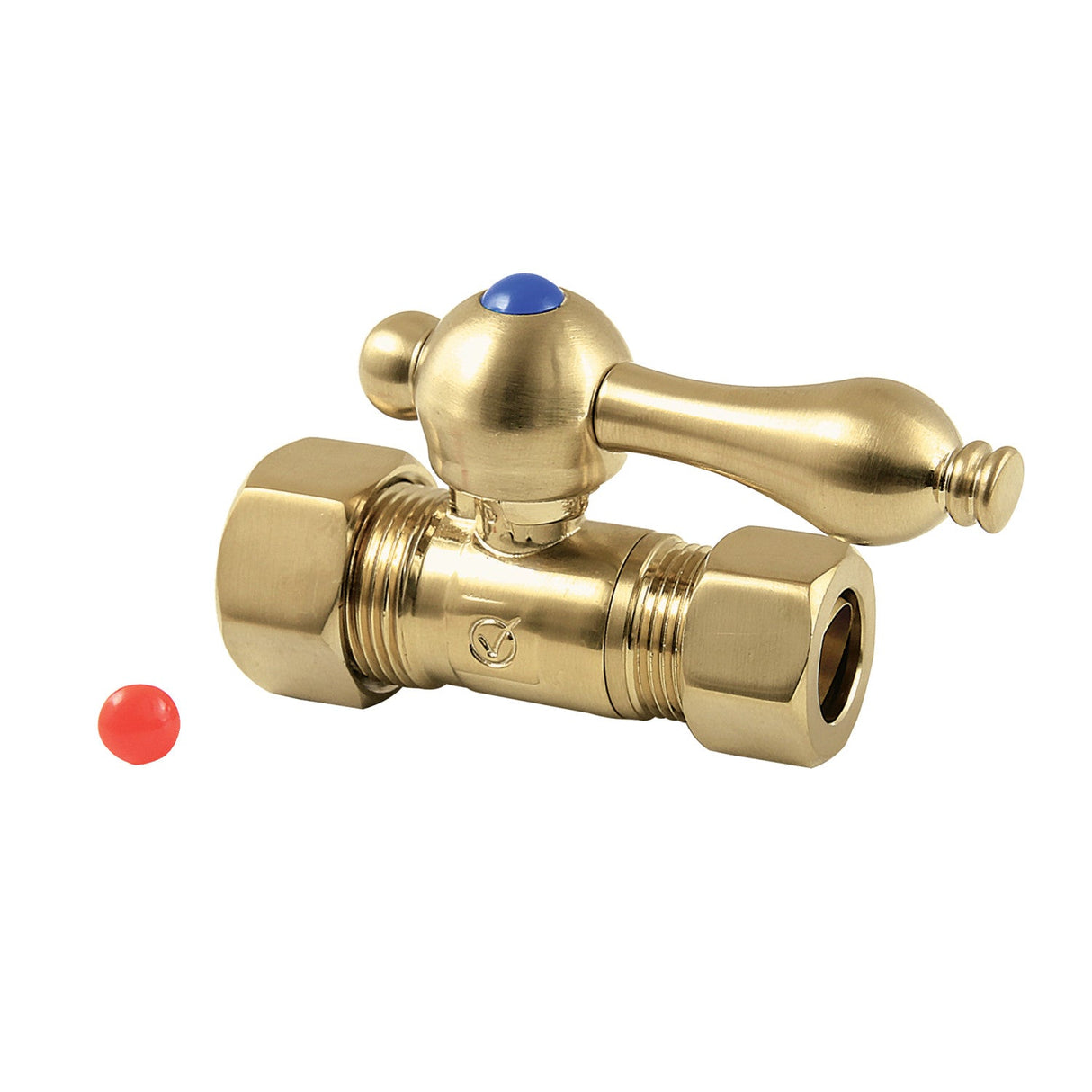Vintage CC44457 5/8-Inch OD Comp x 1/2-Inch OD Comp Quarter-Turn Straight Stop Valve, Brushed Brass