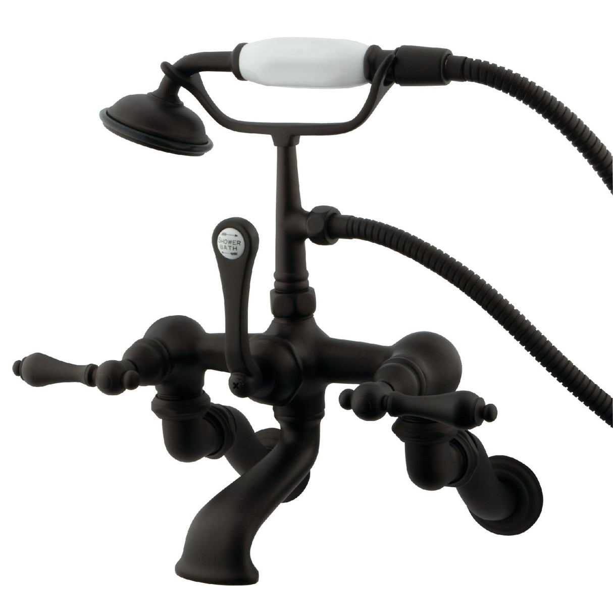 Vintage CC457T5 Three-Handle 2-Hole Tub Wall Mount Clawfoot Tub Faucet with Hand Shower, Oil Rubbed Bronze